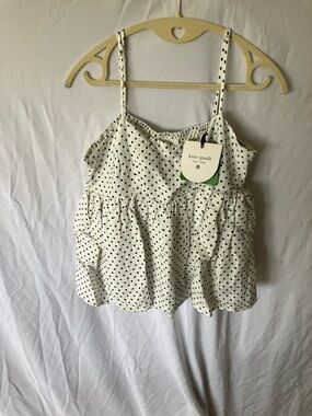 Kate Spade: Cream & Black Polka Dot Camisole- Linen Blend- M